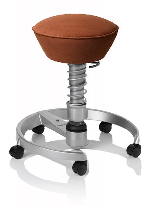 SWOPPER CLASSIC 3D-Aktiv-Bürostuhl Hocker Sitzpolster Normal, Farbe choco, Fussring mit Speedrollen, Feder MEDIUM, Basis Titan, Federfarbe wie Basis (SWOP20TRS)