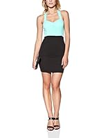 Candy Vestido Bicolor With Crossed Back (Negro / Verde Agua)