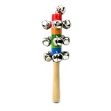 Baby Rassel Glocken Spielzeug Holzrassel Schellenstab Schellenrassel Glockenstab