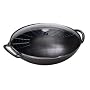 Staub Cast-Iron 7-Quart Wok with Glass Lid, Black