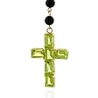 14k Yellow Gold 17" Rosary with Peridot Cross