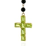 14k Yellow Gold 17 Rosary with Peridot Cross