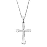 14k White Gold Diamond Cross Pendant w/Chain 18