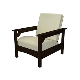 Polywood Outdoor Furniture Deep Seat Club Chair with Bird's Eye Cushion, Mahogany-Recycled...