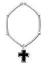 Black Cross with Beaded Border Tube and Bead Charm Bracelet [Jewelry]