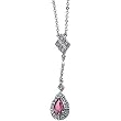 14K White Gold Pink Tourmaline and Diamond Necklace