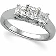 Platinum Three 3 Stone Diamond Bridal Anniversary Band Ring