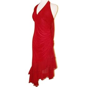 Ruched Ruffle Halter Salsa Dress