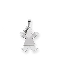 14k White Gold Small Girl w/Bow on Left Engravable Charm Cyber Monday Special