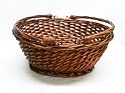 Large Willow Stained Woven Basket with Handles