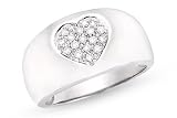 14K White Gold Diamond Heart Ring