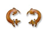 Clearly Charming Dachshund Post Silver & Enamel Earrings
