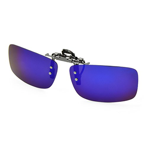 Besgoods Polarized Clip-on Flip up Metal Clip Sunglasses Lenses Glasses Unbreakable Driving Fishing Outdoor Sport New-Royal Blue Mirror Silver Mirror (Blue)