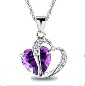 Rhodiniert 925 Silver Silber Diamond Akzent Amethyst herzförmige Halskette 18 