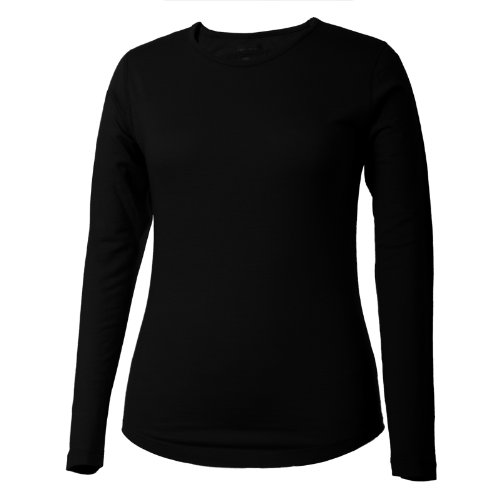 Terramar Womens Thermawool Crew Neck,Black,Large