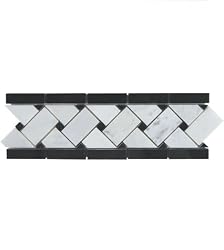 Carrara (Carrera) Honed 12" Basketweave Mosaic Border