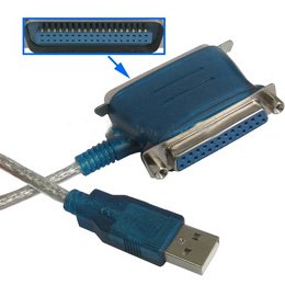 LPT Parallel printer cable for USB with Centronics + 25-pin D-Sub connector