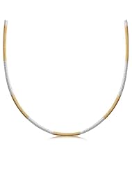 Sterling Silver Yellow Tone Plated Reversible Snake Necklace with Diamond Cuts