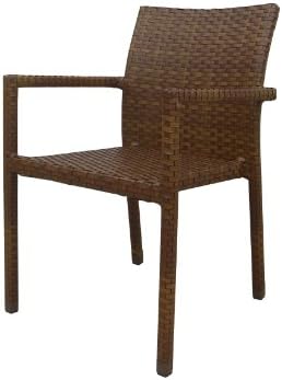 Panama Jack St Barths Stackable Arm Chair, Viro Fiber Brown Pine Finish