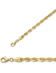 7" 14K Yellow Gold 4.0mm (1/6") Polished Solid Diamond Cut Royal Rope Chain w/ Pear Shape Clasp