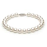 14k Gold 6.5-7mm White Japanese Akoya Saltwater Cultured Pearl Bracelet AAA Quality, 4 Lengths - 6.5, 7, 7.5, 8 Inches