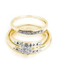 0.10CTW DIAMOND CLUSTER TRIO SET