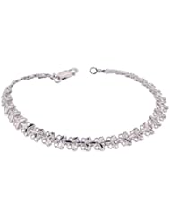 14K White Gold 7" Flower Link Bracelet