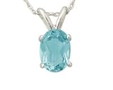 All-Natural Genuine 8x6 mm, Oval Aquamarine pendant set in 14k White Gold