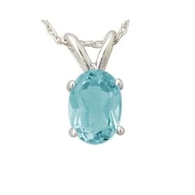 All-Natural Genuine 8x6 mm, Oval Aquamarine pendant set in Platinum by Szul