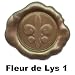 Set of 50, Antique Gold, Fleur-de-lys Design Replica Wax Seals