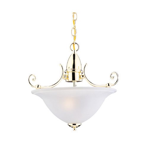 Sea Gull Lighting 51050-02 Canterbury Collection Two-Light Pendant - Polished Brass Finish with Satin Etched Glass