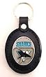 San Jose Sharks Large Leather & Pewter Team Key Fob - NHL Hockey Fan Shop Sports Team Merchandise