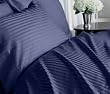 Homespell Egyptian Cotton Bed Sheet Set 500 Thread Count Sateen Stripe (Navy Blue) Full