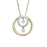 14K Two-Tone Gold Shimmering Diamond Circle Pendant