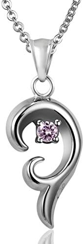 Vmculb Women's Stainless Steel Jewellery Pendant Necklaces Ivy Appendix Flowers Pink Cubic Zirconia Silver Pink