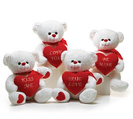 3152Yu68iJL WHITE TEDDY BEAR 14 PLUSH With LOVE YOU RED HEART Happy Valentines Day