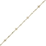 18Kt Yellow Gold over Sterling Silver Twisted Chain With Beads Anklet 10in