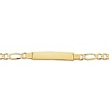 14K Yellow Gold Figaro Chain Engravable ID Bracelet - 8 inches