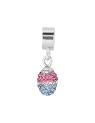 925 Sterling Silver Pink, White & Blue Easter Egg Bead, For Chamilia, Pandora, Biagi, Personality, Reflections And More Charm Bracelets