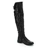 FOREVER ABY-91 Women's Slouch Over The Knee High Riding Boots with Inside Zipper, Color:BLACK, Size:7.5