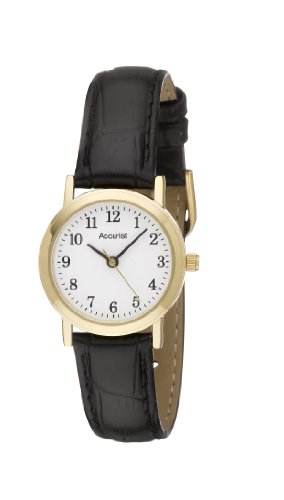 Accurist Black Leather Strap Ladies Watch - LS670WA