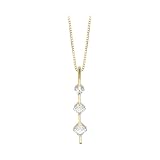 3 Square Shaped Cubic Zirconia (Created) Slide Pendant in 14K Yellow Gold with Chain