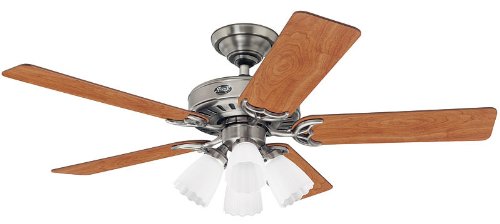 Hunter 20184 52 Inch Studio Series Ceiling Fan Antique Pewter with Dark Walnut/Light Cherry Blades