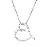 Sterling Silver & Diamond Heart Pendant with 18 Box Chain