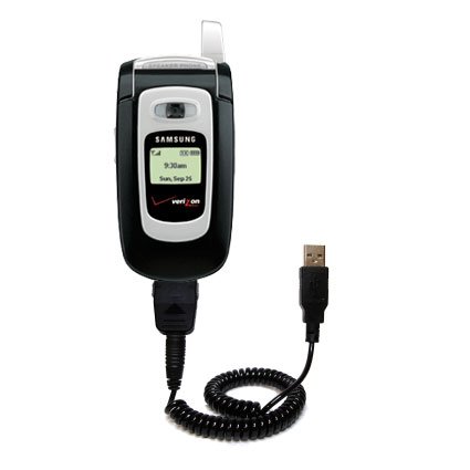 Coiled USB Cable for the Samsung SCH-A850 with Power Hot Sync and Charge capabilities - uses Gomadic TipExchange Technology