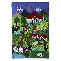 Applique wall hanging, 'Cauliflower Harvest'