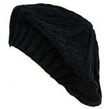 WIDE CABLE TWISTED KNIT BLACK TAMI FRENCH BERET