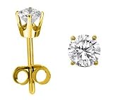 Classical 14 ct Gold Ladies Solitaire Diamond Stud Earrings Brilliant Cut 0.50 Carat IJ-I2 - 3mm*3mm