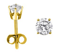 Klassische 14 Karat (585) Gold Solitär Damen - Diamant Paar Ohrstecker Brillant-Schliff 0.50 Karat IJ-I2 - 3mm*3mm