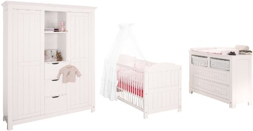 Pinolino 101617BG - Nina Kinderzimmer breit, gro&szlig;, 3-teilig mit Kinderbett, breiter Kommod Preisvergleich